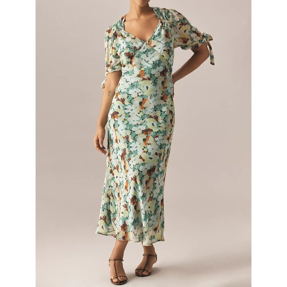 By Anthropologie Short-Sleeve V-Neck Slip Midi Dress 2X